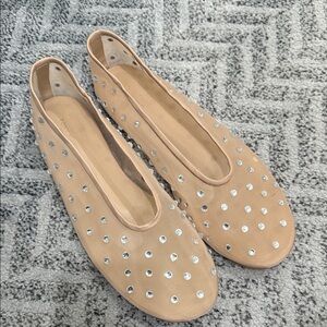 Tony Bianco Beige Flats with Silver Accents